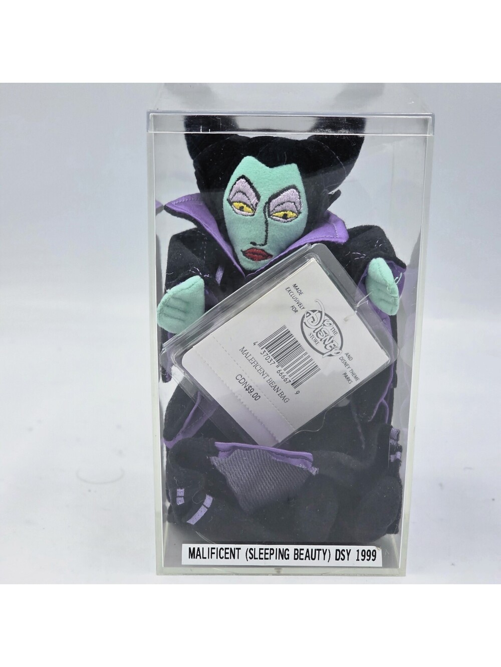 Disney Store Exclusive Maleficent (Sleeping Beauty) Beanie Plush 1999 w/ Case